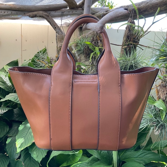 ZARA Faux Brown Leather Purse - Picture 1 of 6
